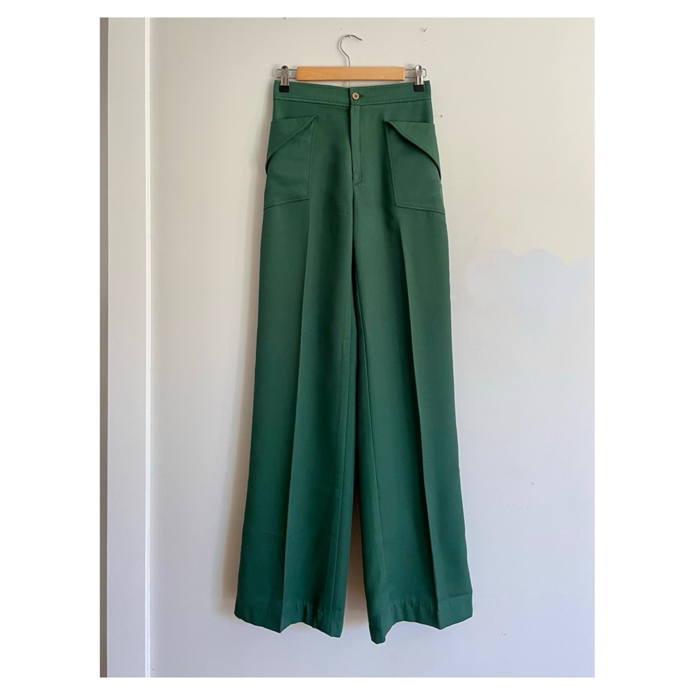 *SOLD*1970’s HAPPY LEGS Forest Green HIGH WAISTED PLEATED TROUSERS Made In USA